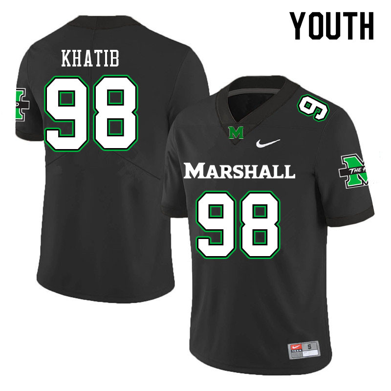 Youth #98 Khalil Khatib Marshall Thundering Herd College Football Jerseys Sale-Black - Click Image to Close